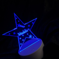 Personlig LED Natlys - Stjern med navn