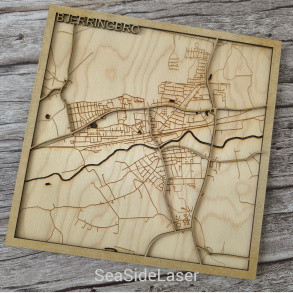 Bykort i tr - Bjerringbro - firkant