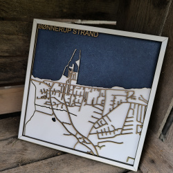 Bykort i tr - Bnnerup Strand - firkant