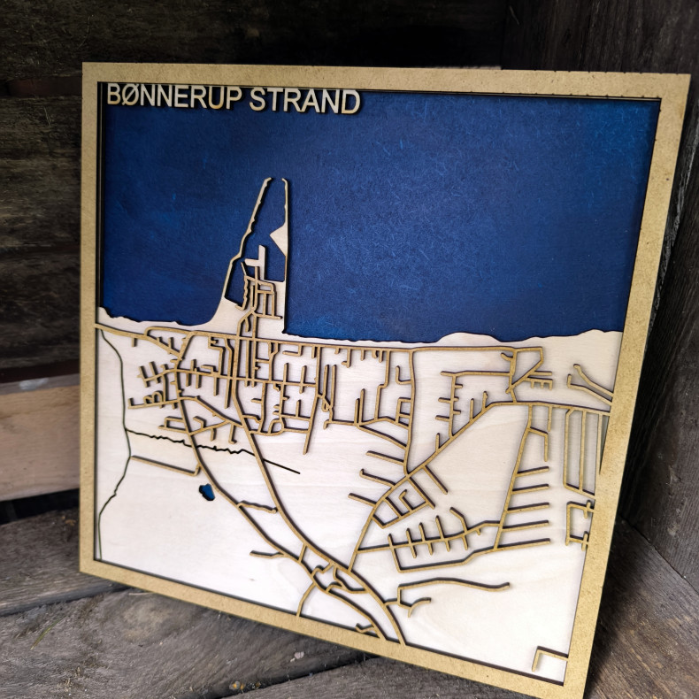 Bykort i tr� - B�nnerup Strand - firkant
