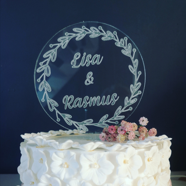 Personlig Cake Topper bryllupskage med navn i Akryl - Højtider - SeaSideLaser