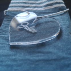 Bordkort Hjerte i Akryl til bryllup, barned�b, konfirmation ...