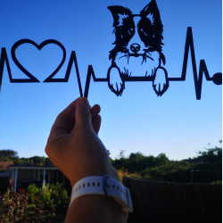 Border Collie Hjerteslag - V�gdekoration i tr�