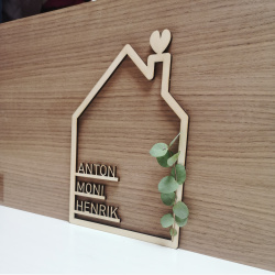 Hus med navne i tr / Gave til familien