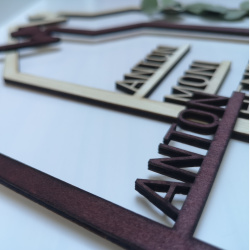 Hus med navne i tr / Gave til familien