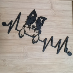 Border Collie Hjerteslag - V�gdekoration i tr�