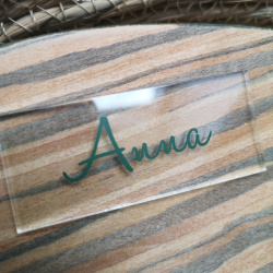 Bordkort firkantet i Akryl til bryllup, barnedb, konfirmation ...