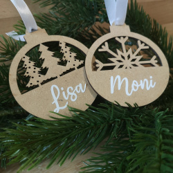 Personlige julekugler med navn  - Gavetag - Julepynt - Bordkort
