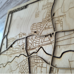 Bykort i tr - Bjerringbro - firkant