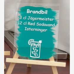 Akryl Drinkskort til bryllup, barnedb, konfirmation ...
