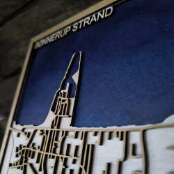 Bykort i tr - Bnnerup Strand - firkant