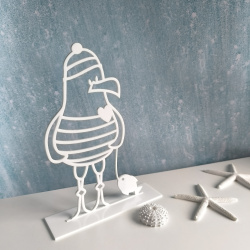 Mge med fisk - Deko i tr eller akryl