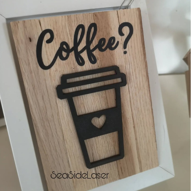 Coffee? Skilt i tr