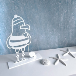 Mge med fisk - Deko i tr eller akryl